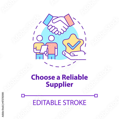 Choose reliable supplier concept icon. Trading partnership development. Distribution business start abstract idea thin line illustration. Vector isolated outline color drawing. Editable stroke