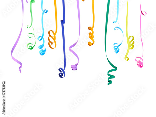 Tableau sur toile Serpentinas de carnaval coloridas dependuradas em fundo branco