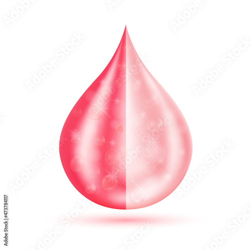 Oil serum essence. Collagen and Q10. Acid toner and serum drop pink. Use for face skin rejuvenation, beauty products and Medical concepts. ​3D Vector EPS10.