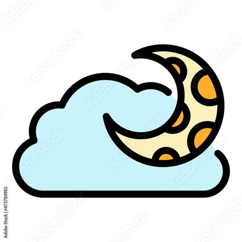 Sky cloud moon icon. Outline sky cloud moon vector icon color flat isolated