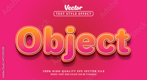 Editable text effect, Object text on layered pink and red color style