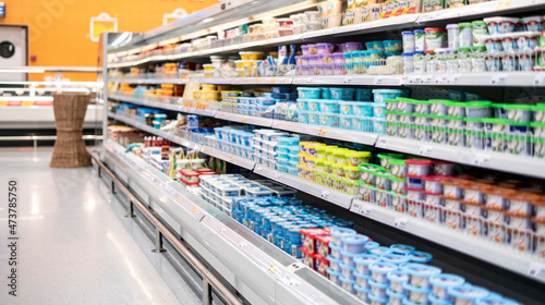 Wallpaper Mural supermarket fresh food in the fridge shelves Torontodigital.ca