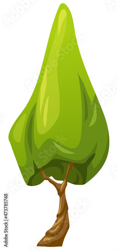 Willow of summer garden or park. Forest landscape element. . Foliage plant. Vector cartoon green tree isolated on white background.