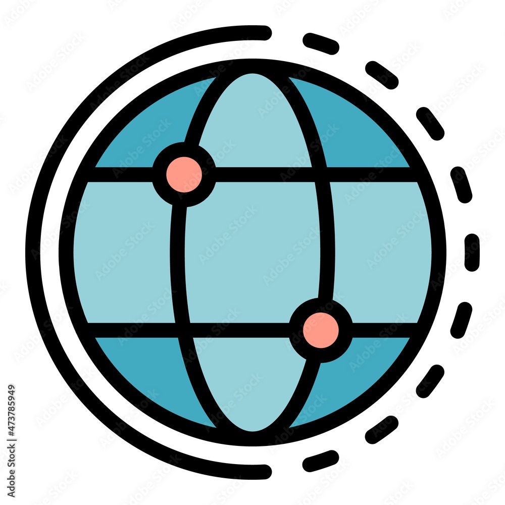 Media global network icon. Outline media global network vector icon color flat isolated Media global network icon. Outline media global network vector icon color flat isolated