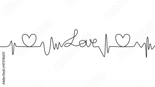 love lettering heartbeat design positive motivational optimist heart love.