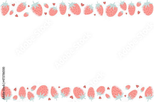 Cute strawberry frame pattern with hearts for 14 february