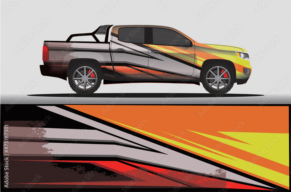 Car livery wrap decal, rally race style vector illustration abstract background Car livery wrap decal, rally race style vector illustration abstract background