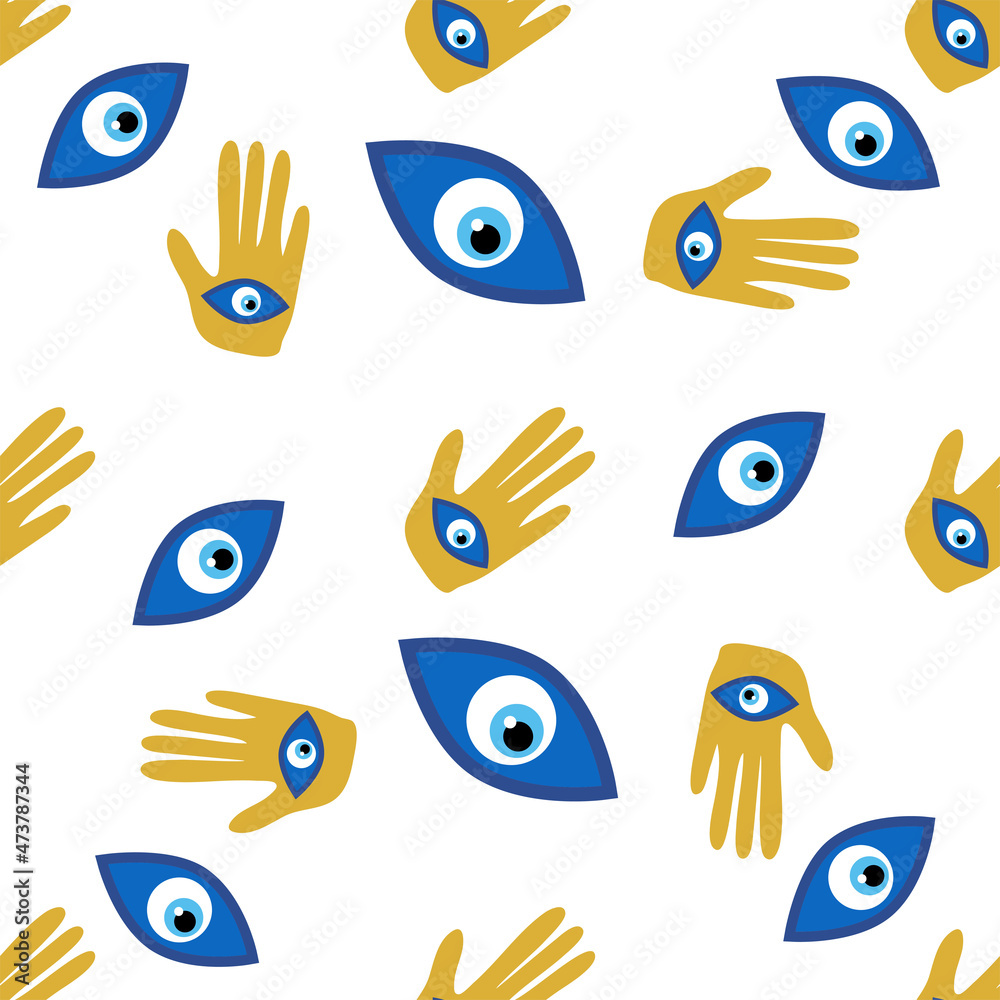 Evil eye seamless pattern. Magic, witchcraft, occult symbol, line art collection. Hamsa eye, magical eye, decor element Evil eye seamless pattern. Magic, witchcraft, occult symbol, line art collection. Hamsa eye, magical eye, decor element