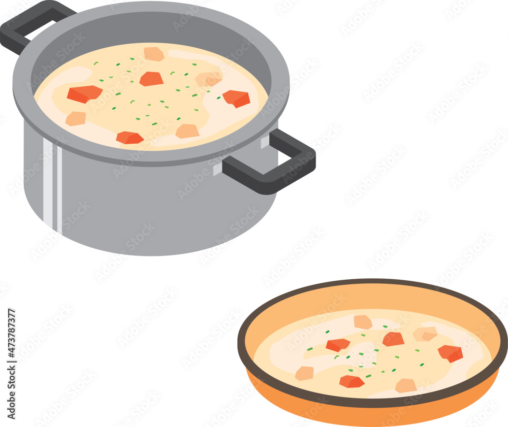 シチューのアイソメトリックイラスト Stock Vector Adobe Stock