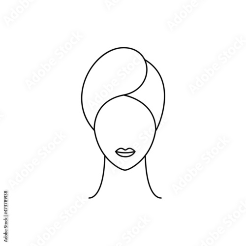 female head with towel and lips icon for beauty salon