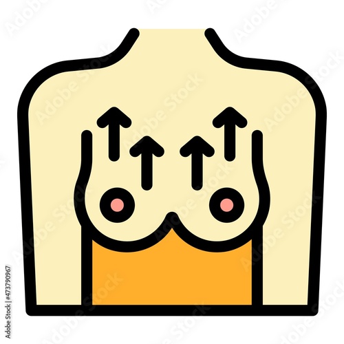 Breast plastic surgery icon. Outline breast plastic surgery vector icon color flat isolated