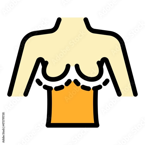 Girl breast correction icon. Outline girl breast correction vector icon color flat isolated