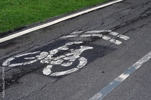 bicycle lane on asphalt