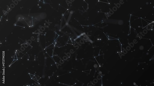 Digital Plexus background.Data technology and scientific illustration. Moving dots and lines network connection structures. 3d rendering. 4K