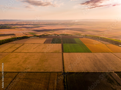 Agricultural landscape at sunset, Vojvodina, Serbia