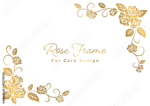 Obraz na płótnie Rose Illustrations Card Design Template, Golden Ornament on White Background w salonie