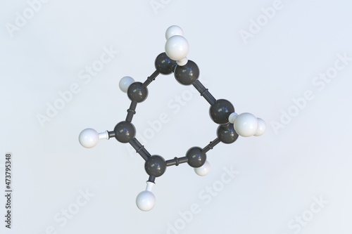 Molecule of cyclooctatetraene, isolated molecular model. 3D rendering
