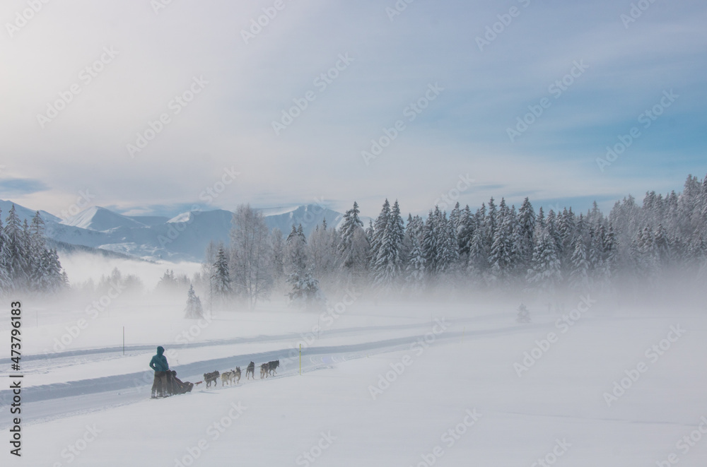 paysage d'hiver  de la station de ski de Chamrousse dans le massif de Belledonne dans les Alpes du nord en france