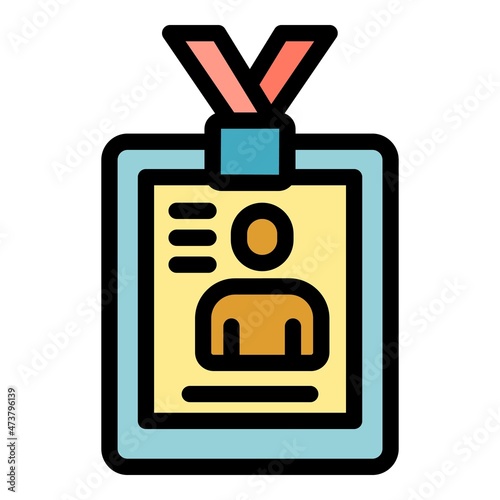 Student id job icon. Outline student id job vector icon color flat isolated
