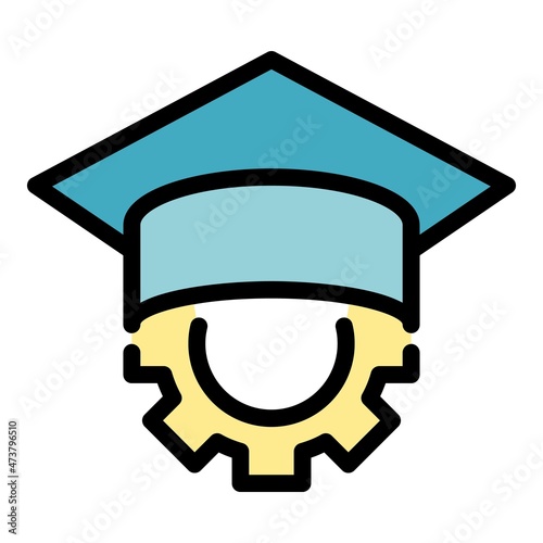 Gear wheel graduation icon. Outline gear wheel graduation vector icon color flat isolated