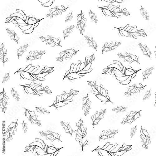 Wallpaper Mural Pastel-colored seamless feather pattern. Seamless background with feathers of bird. Torontodigital.ca