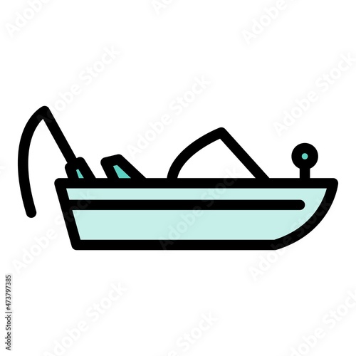 Speed fishing boat icon. Outline speed fishing boat vector icon color flat isolated