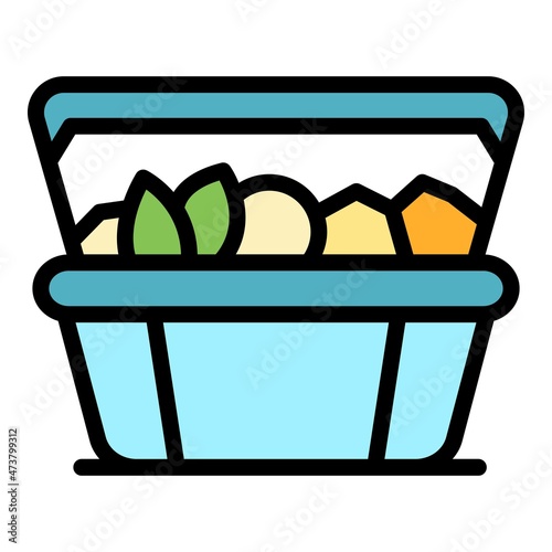 Lunch box icon. Outline lunch box vector icon color flat isolated