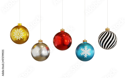 Christmas Decolate ball.isolated on white background.3d rendering