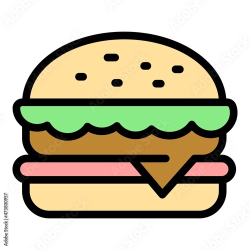 Hamburger icon. Outline hamburger vector icon color flat isolated