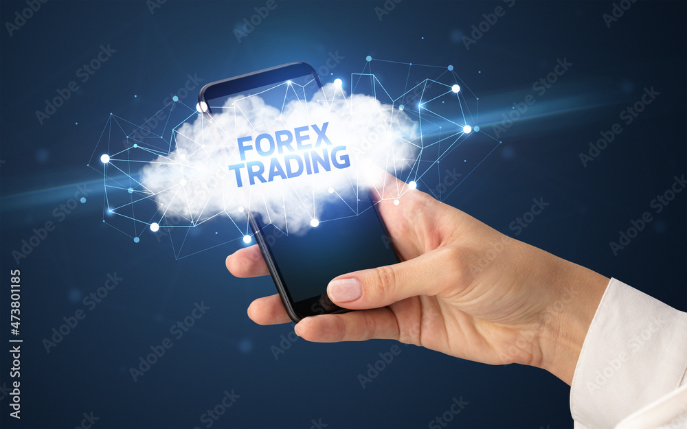 Hand using smartphone with cloud business concept Hand using smartphone with cloud business concept