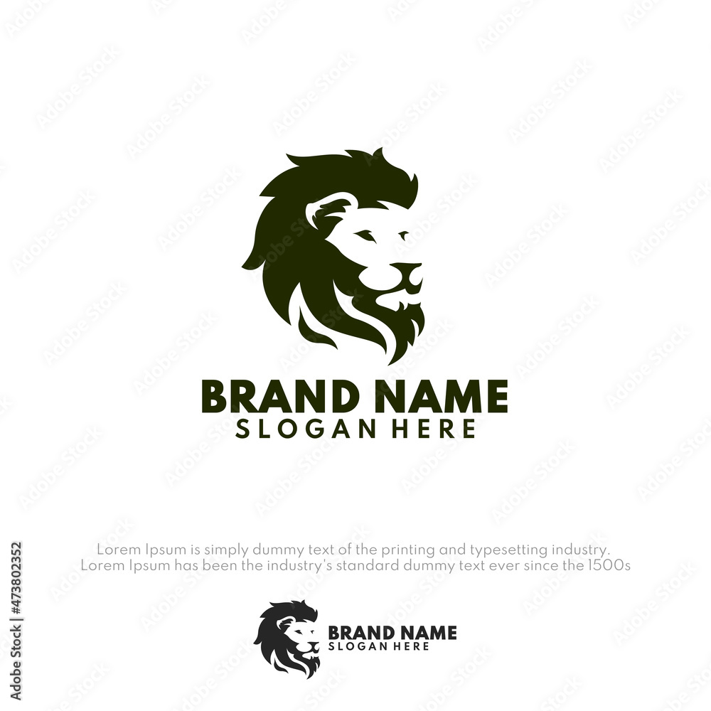 Creative silhouette lion logo design concept