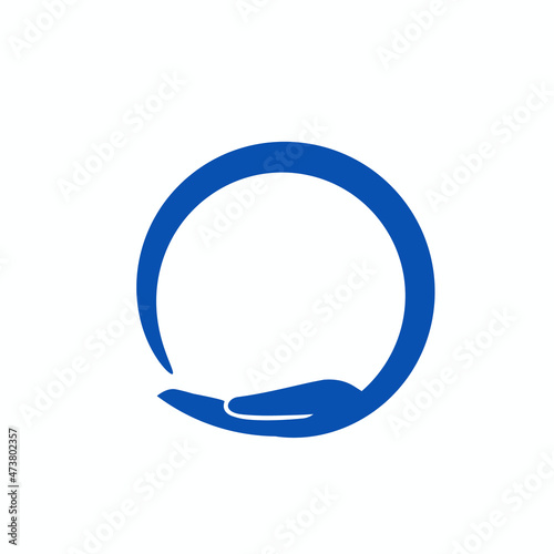 circle waves hand care shape logo vector

