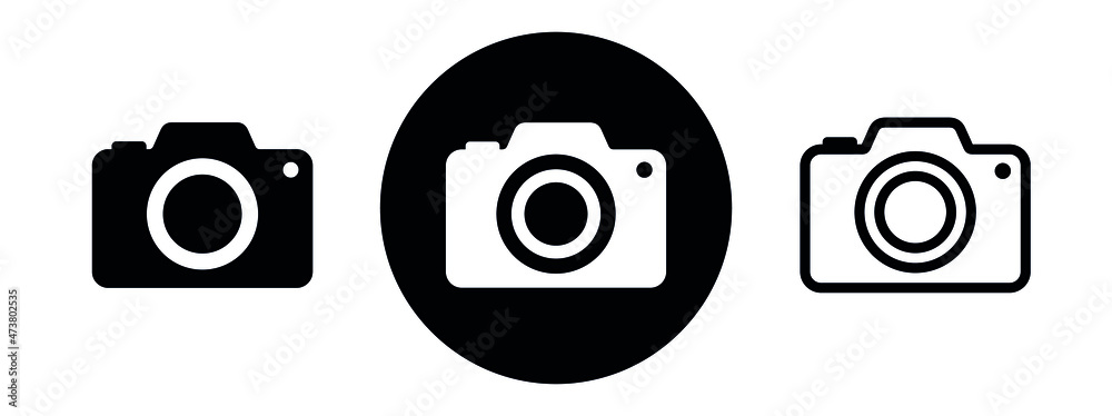 Photo camera icons set. Photography symbol. Photographing sign. Isolated vector illustration on white background. - obrazy, fototapety, plakaty 