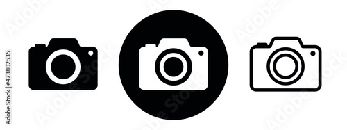 Photo camera icons set. Photography symbol. Photographing sign. Isolated vector illustration on white background.