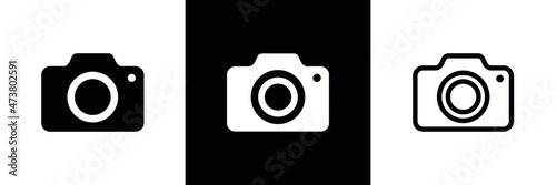 Photo camera icons set. Photography symbol. Photographing sign. Isolated vector illustration on white background.
