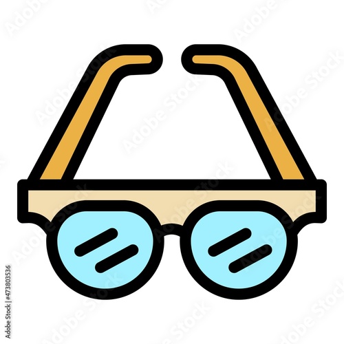 Eye exam glasses icon. Outline eye exam glasses vector icon color flat isolated