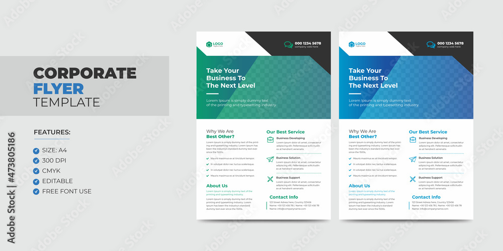 Colorful Corporate Modern Creative Business Flyer and Poster Template. Colorful Editable Leaflet Design