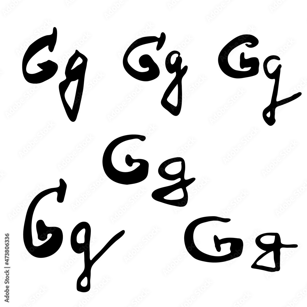Vector handwritten letter G. Brush lettering. Hand drawn collection of letters for design Vector handwritten letter G. Brush lettering. Hand drawn collection of letters for design