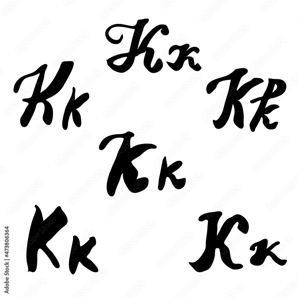 Vector handwritten letter K. Brush lettering. Hand drawn collection of letters for design Vector handwritten letter K. Brush lettering. Hand drawn collection of letters for design
