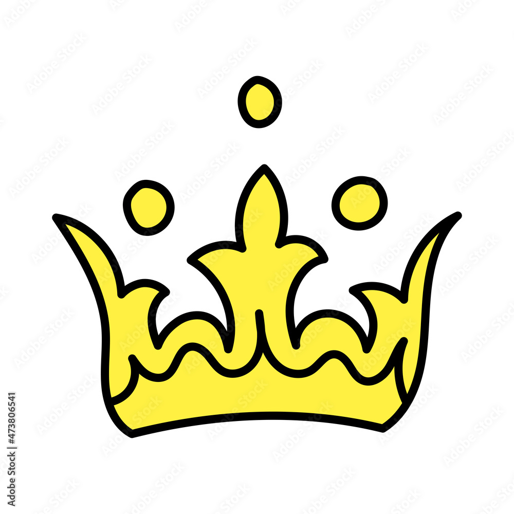 Hand drawn vector crown in doodle style, isolated on white background. Hand drawn vector crown in doodle style, isolated on white background.