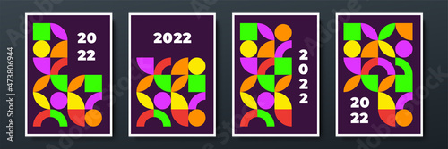 2022 template design with copy space. Strong typography. Colorful and easy to remember. Design for branding, presentation, portfolio, business, education, banner. Vector, illustration