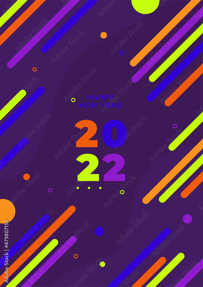 Happy New Year 2022. Vector illustration for greeting card, party invitation card, website banner, social media banner, background, cover design template, marketing material. Happy New Year 2022. Vector illustration for greeting card, party invitation card, website banner, social media banner, background, cover design template, marketing material.
