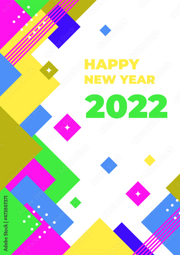Happy New Year 2022. Vector illustration for greeting card, party invitation card, website banner, social media banner, background, cover design template, marketing material. Happy New Year 2022. Vector illustration for greeting card, party invitation card, website banner, social media banner, background, cover design template, marketing material.