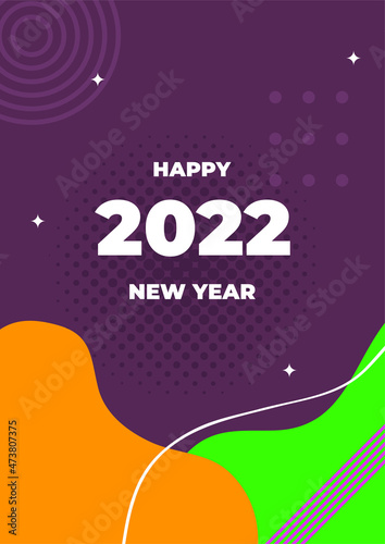 Happy New Year 2022. Vector illustration for greeting card  party invitation card  website banner  social media banner  background  cover design template  marketing material.