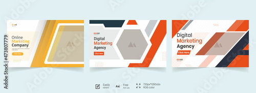 Thumbnail video template attractive corporate elegant marketing agency youtube business vector set