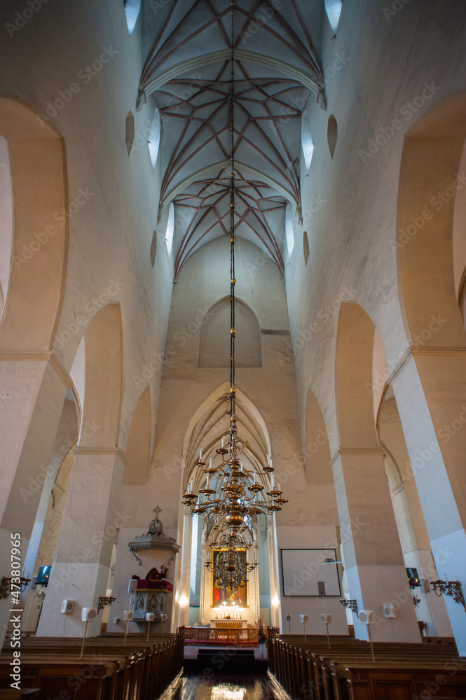 View of the interiors of the church in Tallinn