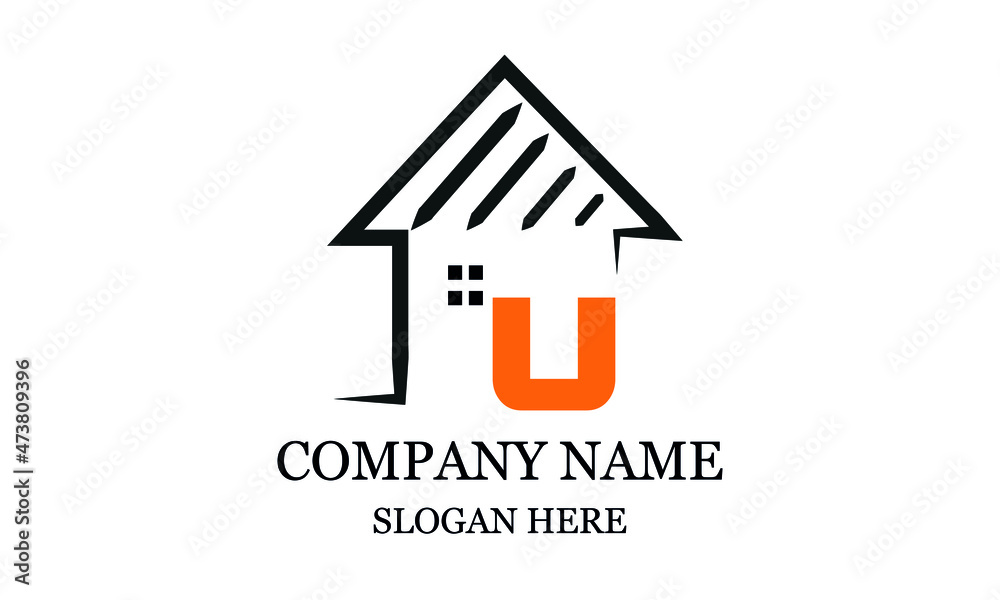Architecture logo design, vector design template of construction company brand, real estate sign with letter U. Architecture logo design, vector design template of construction company brand, real estate sign with letter U.
