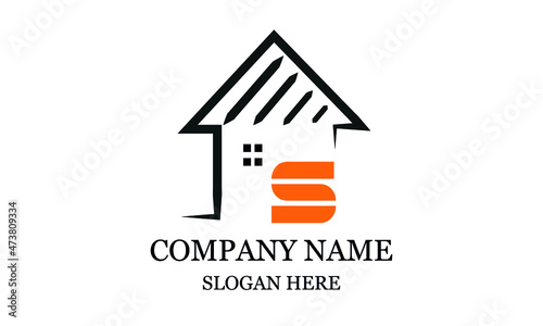 Architecture logo design, vector design template of construction company brand, real estate sign with letter S.