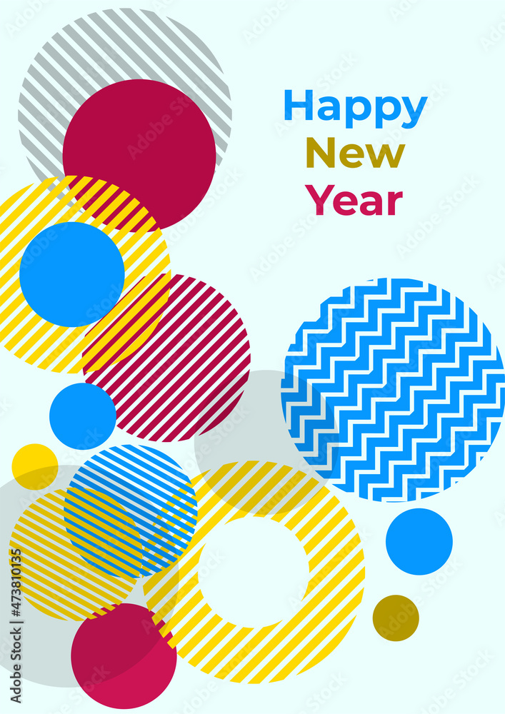 Design of 2022 happy new year background. Strong typography. Colorful and easy to remember. Design for branding, presentation, portfolio, business, education, banner. Vector, illustration