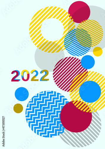 Design of 2022 happy new year background. Strong typography. Colorful and easy to remember. Design for branding, presentation, portfolio, business, education, banner. Vector, illustration